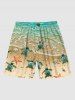 Plus Size Sea Creatures Turtle Starfish Waves Print Hawaii Beach Shorts For Men -  