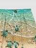 Plus Size Sea Creatures Turtle Starfish Waves Print Hawaii Beach Shorts For Men -  