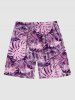 Short de Plage Imprimé Feuilles Tropicales Grande Taille pour Homme - Rose clair 4XL