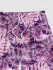 Short de Plage Imprimé Feuilles Tropicales Grande Taille pour Homme - Rose clair 4XL