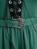 Plus Size Grommets Lace Up Mesh Bell Sleeves Buckle Belt Dress -  