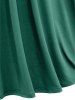 Plus Size Grommets Lace Up Mesh Bell Sleeves Buckle Belt Dress -  