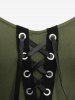 Robe grande taille style Renaissance médiévale à œillets, lacets, manches cloche, ceinture à boucle - Vert 1X | US 14-16