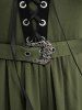 Plus Size Medieval Renaissance Grommets Lace Up Mesh Bell Sleeves Buckle Belt Dress -  