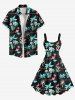 Plus Size Coconut Tree Bird Letters Print Hawaii A Line Tank Dress -  