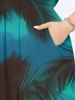 Plus Size Coconut Tree Sea Ombre Dusk Sky Print Hawaii Split Pocket A Line Midi Dress -  