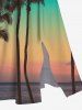 Plus Size Coconut Tree Sea Ombre Dusk Sky Print Hawaii Split Pocket A Line Midi Dress -  