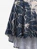 Plus Size Floral Wave Line Two Tone Print Hawaii High Low Asymmetric Cami Dress -  