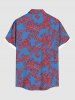 Plus Size Coral Branch Two Tone Print Hawaii Button Pocket Shirt For Men -  