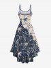 Plus Size Floral Wave Line Two Tone Print Hawaii High Low Asymmetric Cami Dress -  