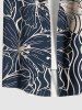 Plus Size Floral Wave Line Two Tone Print Hawaii Button Pocket Shirt For Men -  