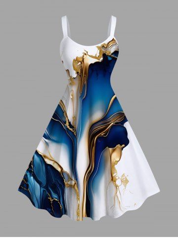 Plus Size Cruise Ocean Currents Metallica Pattern Print Hawaii Tank Dress