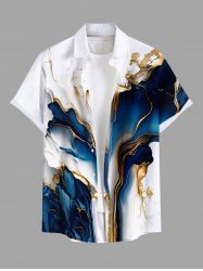 Plus Size Cruise Ocean Currents Metallica Pattern Print Buttons Pocket Hawaii Shirt For Men -  