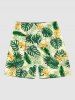 Tropical Leaf Flower Print Women Swimsuit and Men Beach Shorts Shirt Matching Hawaii Beach Outfit For Couples -  