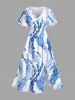 Costume D'affaire en Ombre Zigzagué Grande Taille pour Couples - Bleu clair 