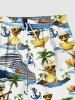 Plus Size Ducks Coconut Tree Anchor Cruise Ship Print Hawaii Beach Shorts For Men -  