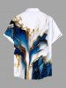 Plus Size Cruise Ocean Currents Metallica Pattern Print Buttons Pocket Hawaii Shirt For Men -  