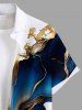 Plus Size Cruise Ocean Currents Metallica Pattern Print Buttons Pocket Hawaii Shirt For Men -  