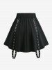 Gothic Plus Size Cross Embroidery Buckle Grommets PU Leather Stripe Skirt -  