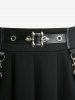 Gothic Plus Size Cross Embroidery Buckle Grommets PU Leather Stripe Skirt -  
