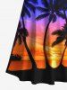 Plus Size Coconut Tree Colorful Sky Print Cold Shoulder Crisscross Hawaii Maxi Dress -  