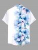 Plus Size Ombre Hibiscus Flower Print Buttons Pocket Hawaii Shirt For Men -  