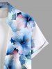 Plus Size Ombre Hibiscus Flower Print Buttons Pocket Hawaii Shirt For Men -  