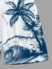 Plus Size Coconut Tree Sea Wave Bird Print Hawaii Drawstring Beach Shorts For Men -  