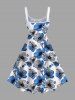 Plus Size Two Tone Flower Branch Print Hawaii A Line Tank Dress -  