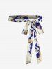Robe midi cache-cœur à imprimé floral et feuilles grande taille avec ceinture - Bleu L | US 12