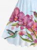 Plus Size Floral Branch Bird Print Hawaii Vintage Swing A Line Dress -  