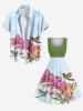Plus Size Floral Branch Bird Print Hawaii Vintage Swing A Line Dress -  