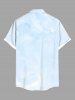 Chemise Imprimé Oiseaux Floral Grande Taille avec Poches à Boutons pour Homme - Bleu clair L