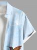 Chemise Imprimé Oiseaux Floral Grande Taille avec Poches à Boutons pour Homme - Bleu clair L