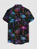 Plus Size Flamingo Colorful Galaxy Print Hawaii Button Pocket Shirt For Men -  