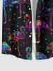 Plus Size Flamingo Colorful Galaxy Print Hawaii Button Pocket Shirt For Men -  
