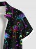 Plus Size Flamingo Colorful Galaxy Print Hawaii Button Pocket Shirt For Men -  