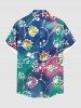 Plus Size Floral Tie Dye Ombre Print Hawaii Button Pocket Shirt For Men -  