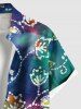 Plus Size Floral Tie Dye Ombre Print Hawaii Button Pocket Shirt For Men -  