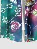 Plus Size Floral Tie Dye Ombre Print Hawaii Button Pocket Shirt For Men -  