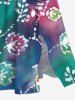 Plus Size Floral Tie Dye Ombre Print Hawaii Split Pocket A Line Midi Dress -  