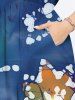 Plus Size Floral Tie Dye Ombre Print Hawaii Split Pocket A Line Midi Dress -  