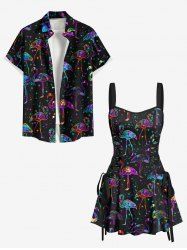 Flamingo Colorful Galaxy Print Matching Hawaii Beach Outfit For Couples -  