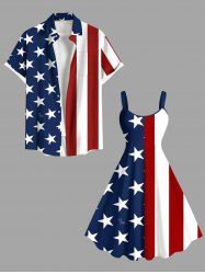 Patriotic American Flag Print Plus Size Matching Outfit For Couples -  