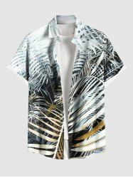 Chemise Imprimé Feuilles Tropicales à Boutons Grande Taille avec Poche pour Homme - Blanc 5XL