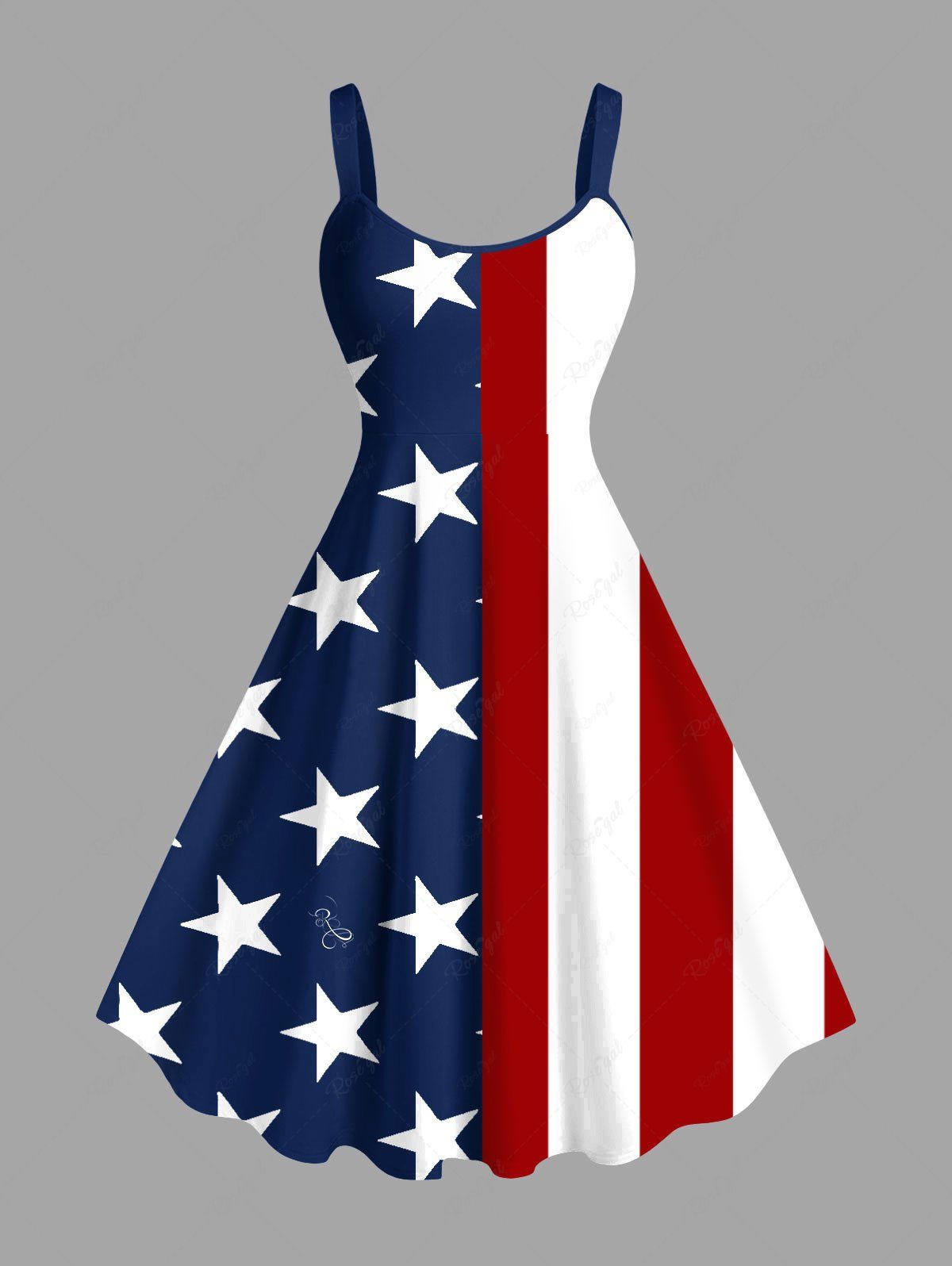 Shops Plus Size Patriotic American Flag Print Tank Dress  