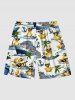 Coconut Tree Ducks Steamship Anchor Print Plus Size Matching Hawaii Beach Outfit For Couples -  