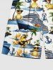 Coconut Tree Ducks Steamship Anchor Print Plus Size Matching Hawaii Beach Outfit For Couples -  