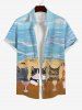 Vacation Style Cats Goblet Sea Beach Print Plus Size Matching Hawaii Beach Outfit For Couples -  