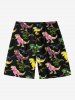 Colorful Dinosaur Print Plus Size Matching Hawaii Beach Outfit For Couples -  